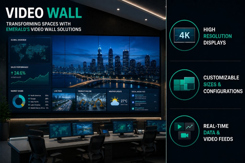 Video wall display in a security operations center with real-time feeds