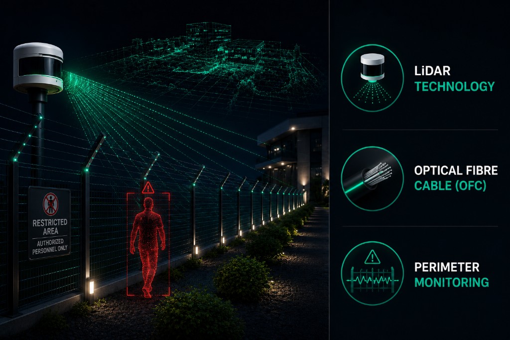 LiDAR perimeter intrusion detection with optical fibre monitoring