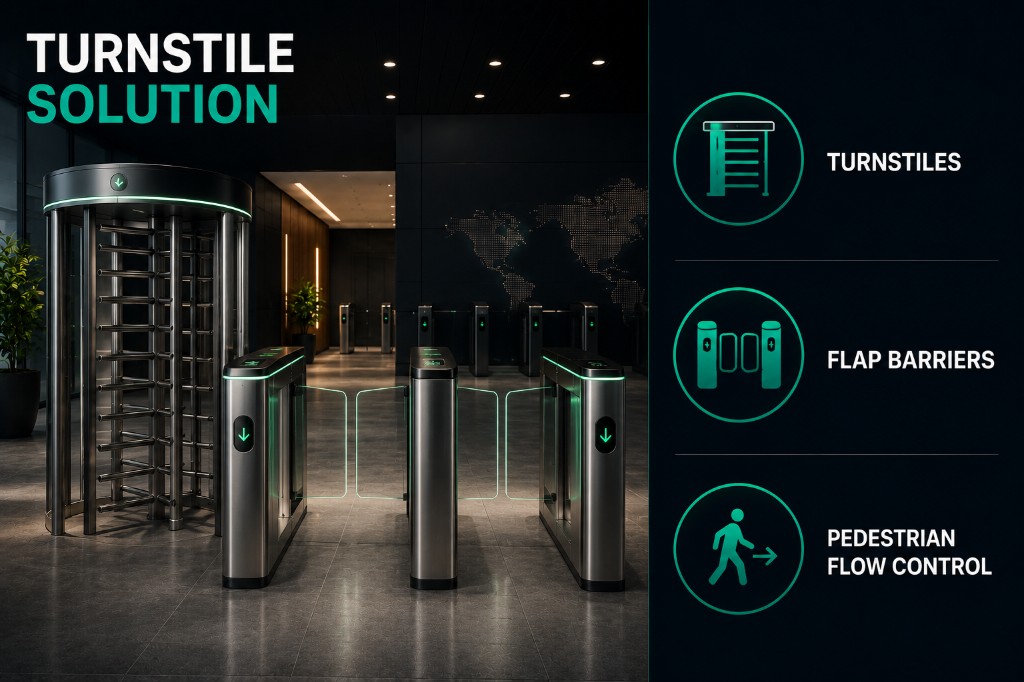 Turnstile and flap barrier access control for pedestrian flow management